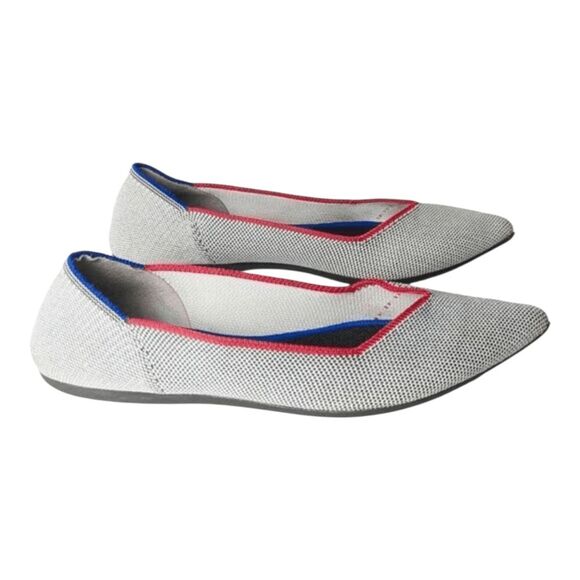 ROTHY'S The Point 'Grey Red Piping' Flats Size 8 - Picture 3 of 10